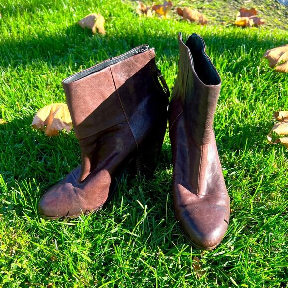 Rag & Bone Heel Ankle Boots Chocolate Size 39 - Picture 2 of 6